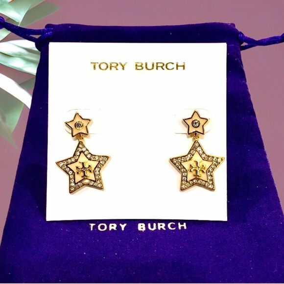TORY BURCH STAR DANGLE GOLD EARRINGS - Picture 1 of 3